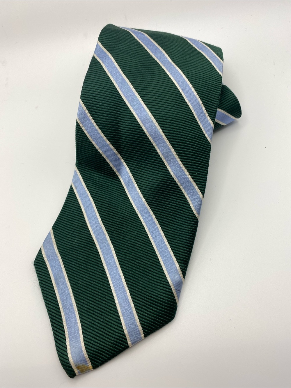 Brooks Brothers Green Tie with Light Blue and Cream Stripes - Picture 2 of 5